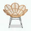 Chaise d'appoint moderne en rotin de Bohème et en métal, dossier en forme de feuille