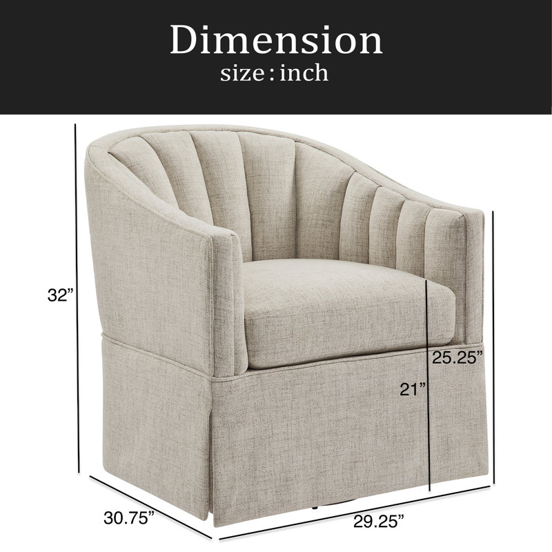 Fauteuil d'appoint pivotant avec jupe Solitude, Ivoire ivoire