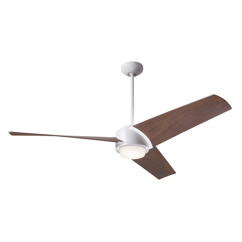 Ambit 56'' Ceiling Fan with LED Lights, Mahogany, Matte White, Handheld Remote Control