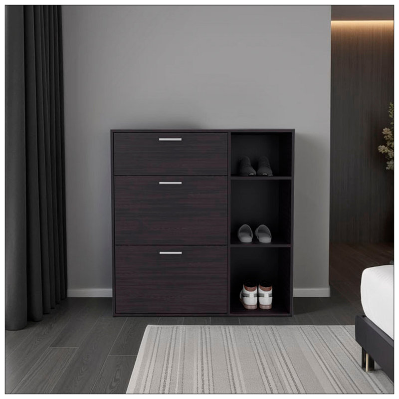 Armoire de rangement à chaussures 1 tiroir Wenge avec 2 tiroirs inclinables
