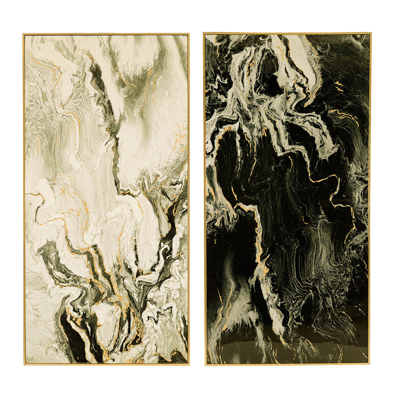«Marbled», ensemble de 2 reproductions d'art sur toile encadrées