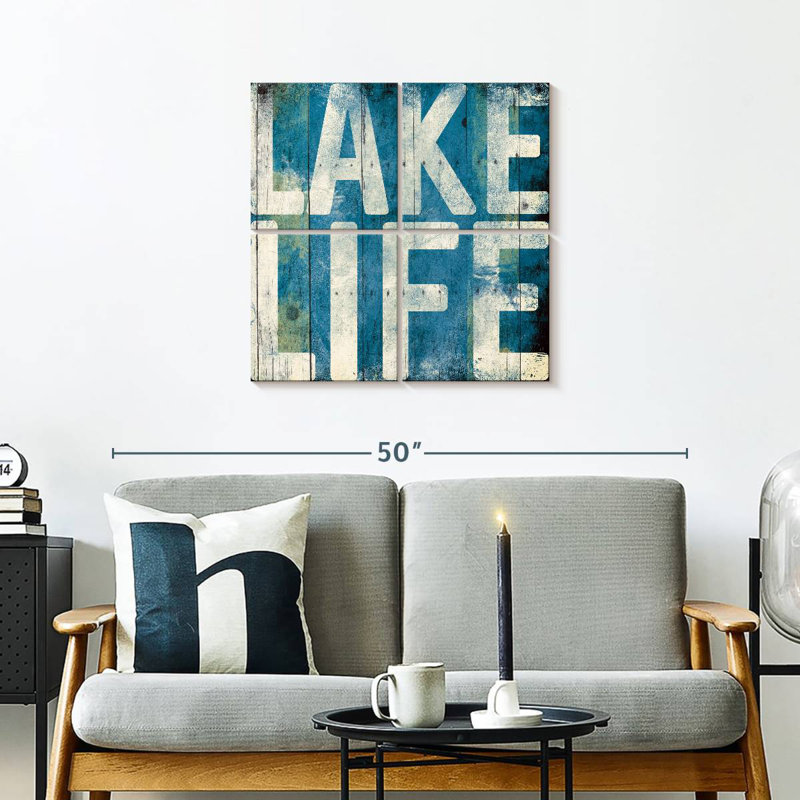 Bleu clair Tergel Lake Life, H 26 po x l 26 po