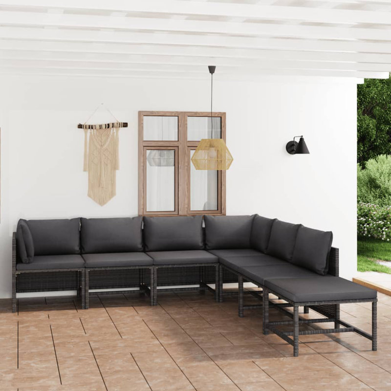 7 Piece Patio Lounge Set with Cushions, Anthracite, Gray