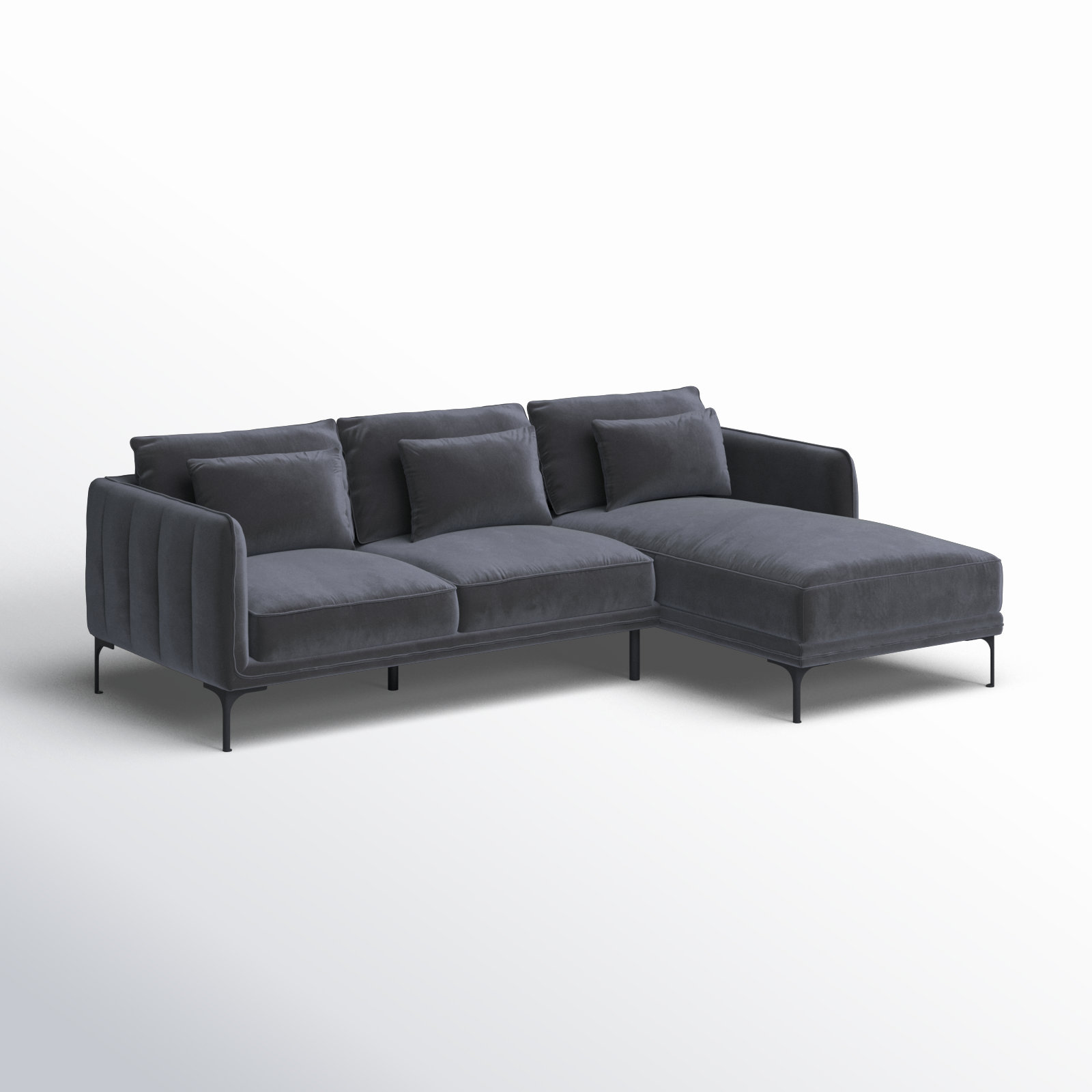 Rae 2 - Piece Upholstered Chaise Sectional, Grey Cotton Blend, Right Hand Facing