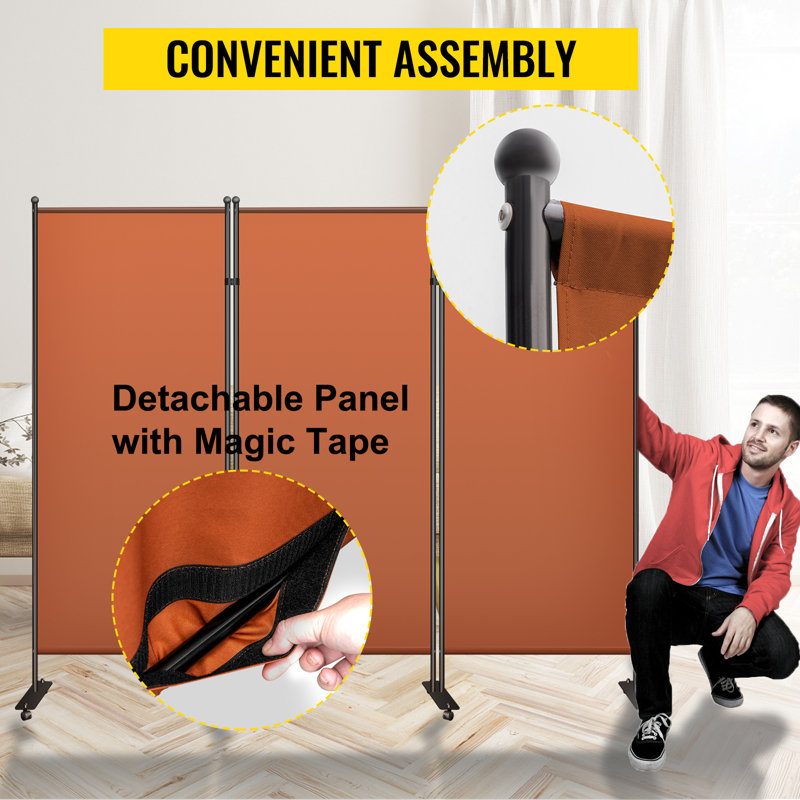 Paravent portable 3 panneaux autoportant, Orange