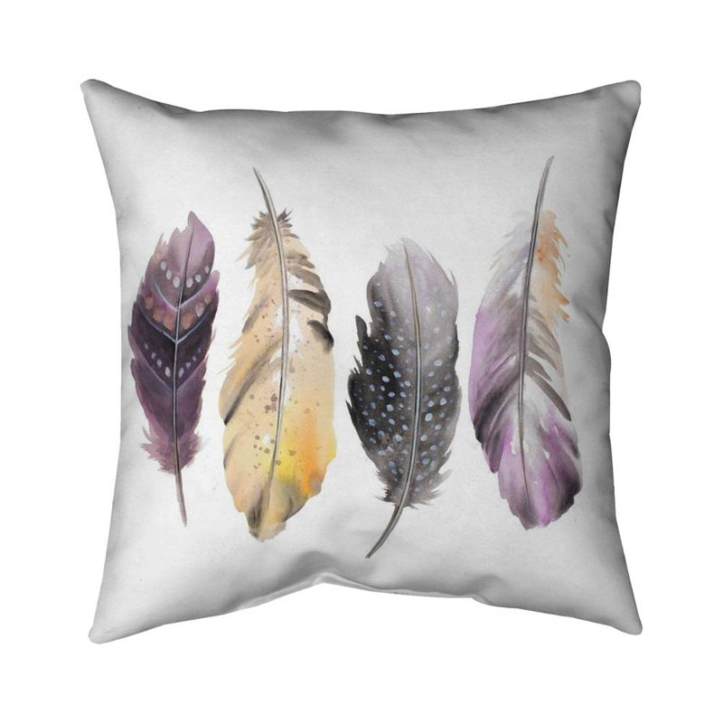 Bohemian feather set - 20"x20" Throw pillow cover - Poly twill - Print on demand, 20" x 20"