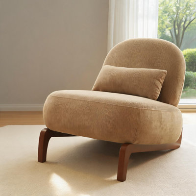 Ensemble de 2 fauteuils de chambre compacts sans accoudoirs en velours revêtus de pieds en bois massif pour plusieurs espaces résidentiels