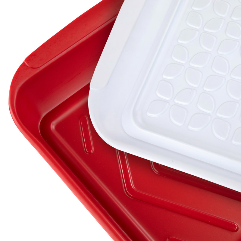 Tovolo Prep And Serve Marinade And Bbq Trays, 10.50" W x 10.50" L x 2" H, Red\White