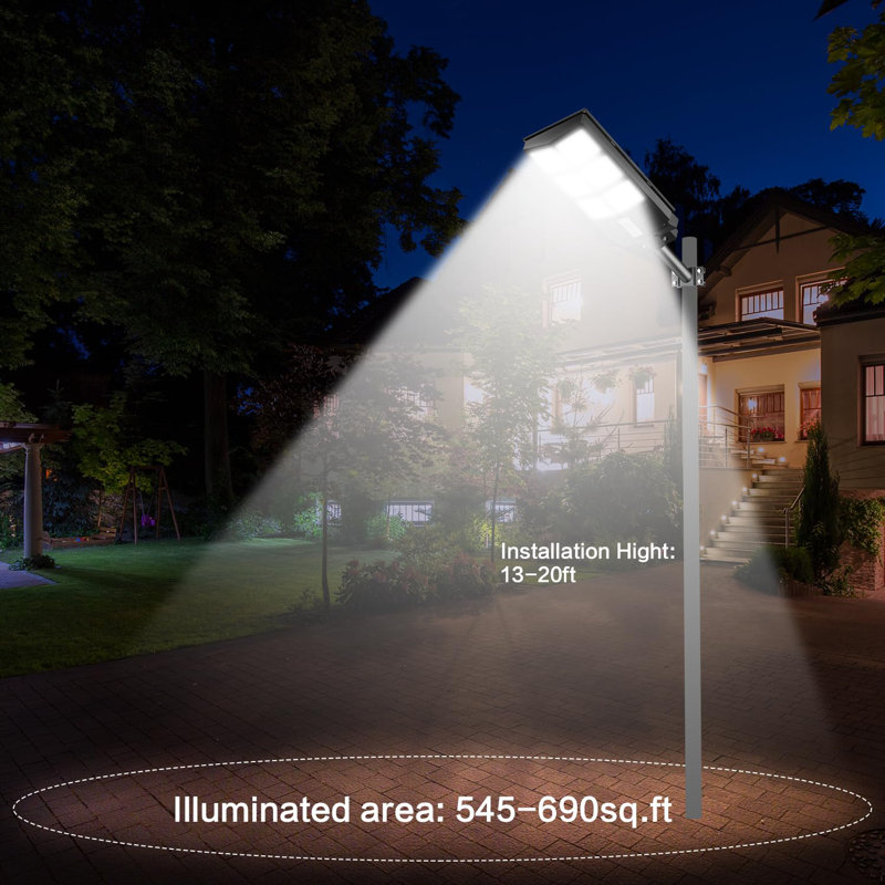 Home Outdoor LED Street Light (Set Of 2) With Solar Panels Dusk To Dawn With Motion Sensor Remote Control 600W Waterproof For Parking Lots Backyard