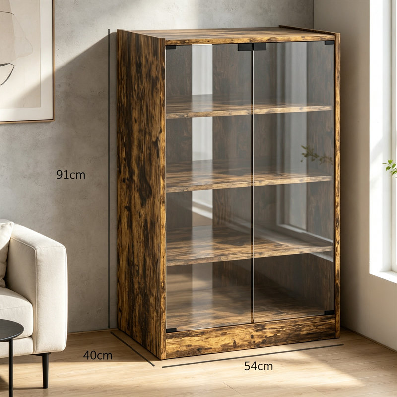 91cm H x 54cm W Bookcase, Rustic Brown