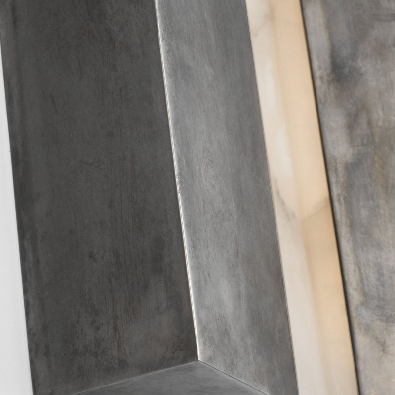 Anne-Marie Barton Austera 32" Sconce with Alabaster, Mottled Pewter, 20" H x 8" W x 3.25" D