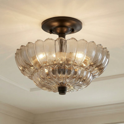 Plafonnier semi-encastré 3 lumières avec verre ambré Adaview