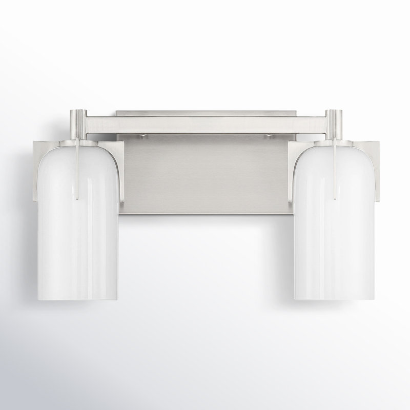 Irela 2-Light Vanity Light in Satin Nickel, Satin Nickel, 2 Lights, 8.5" H x 14.75" W x 14.75" D
