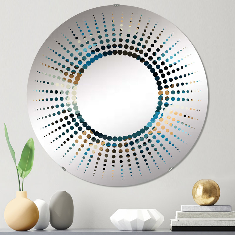Miroir Starburst, H 31,4 po x l 31,4 po, Futuriste furtif noir et bleu