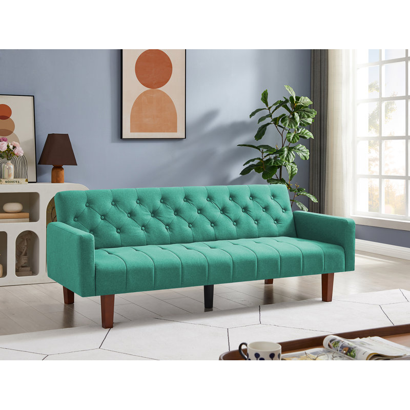 Travell Upholstered 74.41'' Sleeper Sofa, Green Polyester