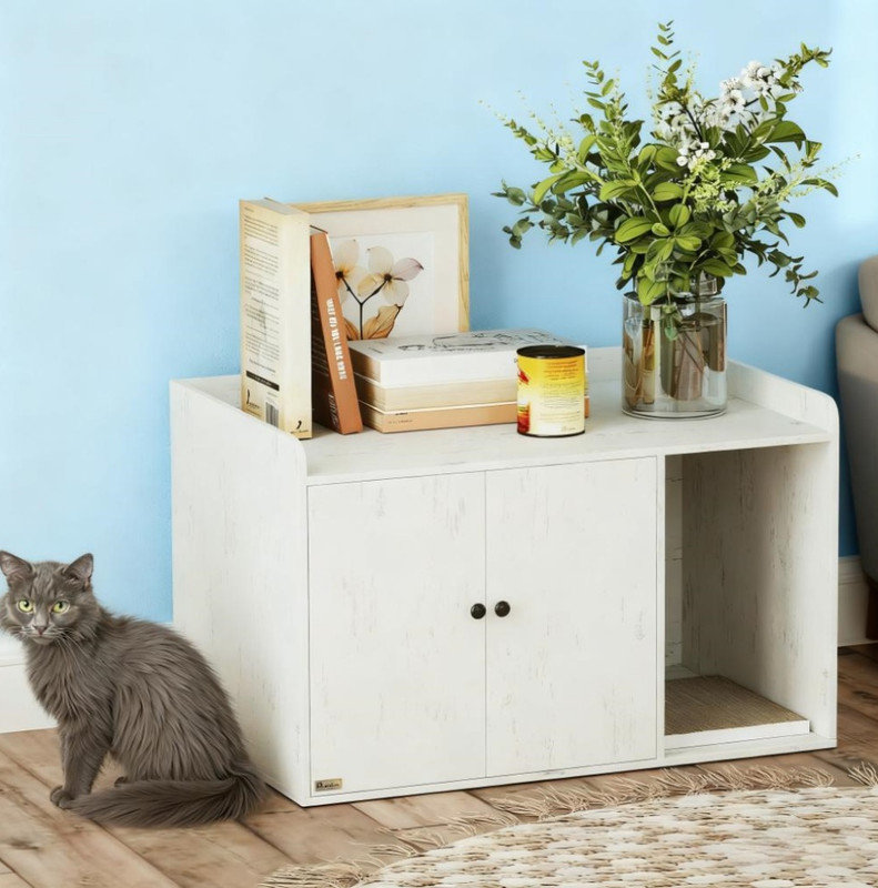 Enceinte de litière pour chat 32 "avec tapis à gratter, entrée pour chat