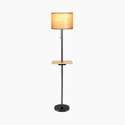 Mahzi 60'' Black Tray Table Floor Lamp with USB