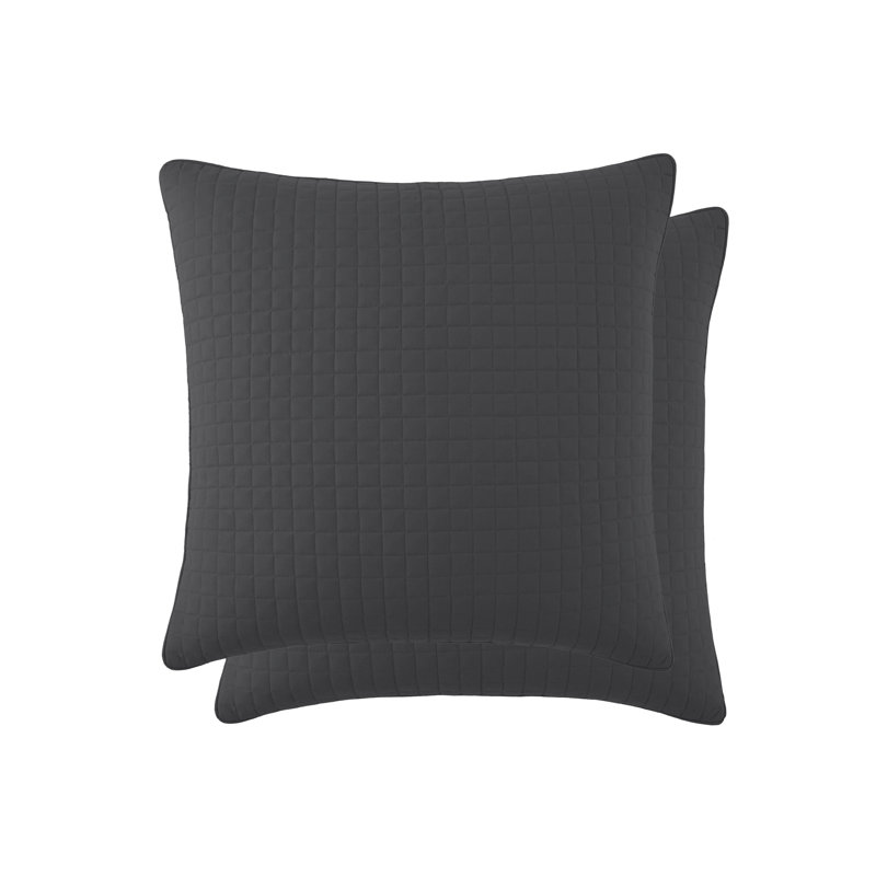 Taies d'oreiller matelassées Vilano de Southshore Fine Linens, en microfibre doublement brossée, à coutures carrées et bords passepoilés, lot de 2, 56 x 56 cm, couleur ardoise