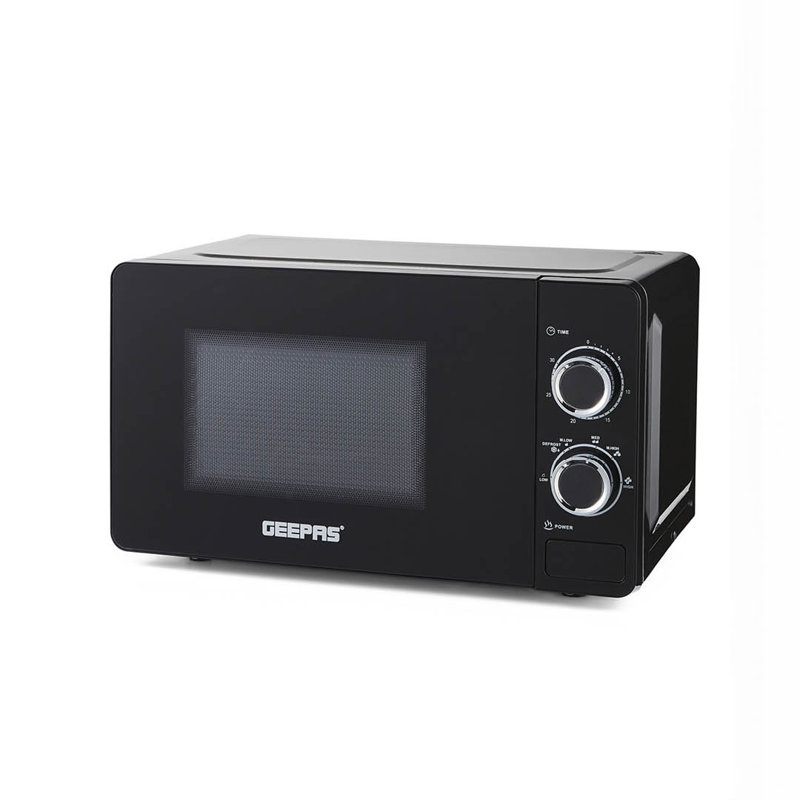 GEEPAS 700W Manual Solo Microwave Oven | Electric Oven with Auto Defrost Speedy Reheat | 5 Power Levels 2 Rotary Dials 30 Min Timer Easy Clean Standard Size of Dinner Plate | 2 Year Warranty