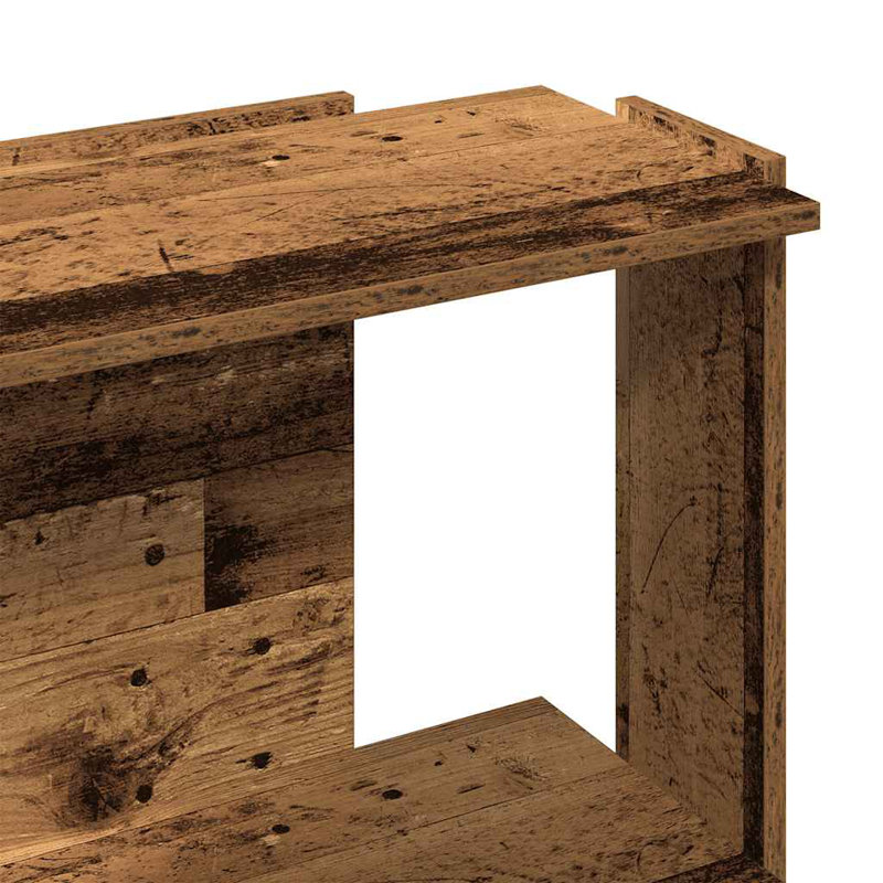 Petite bibliothèque rectangulaire en bois d'ingénierie vidaXL, Bois ancien, (3 tablettes) H 31,5 po x l 23,6 po x P 11,8 po