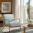 Novak Upholstered Mid-Century Armchair with Wood Arms and Frame, Light Blue-1467081223-1355296396