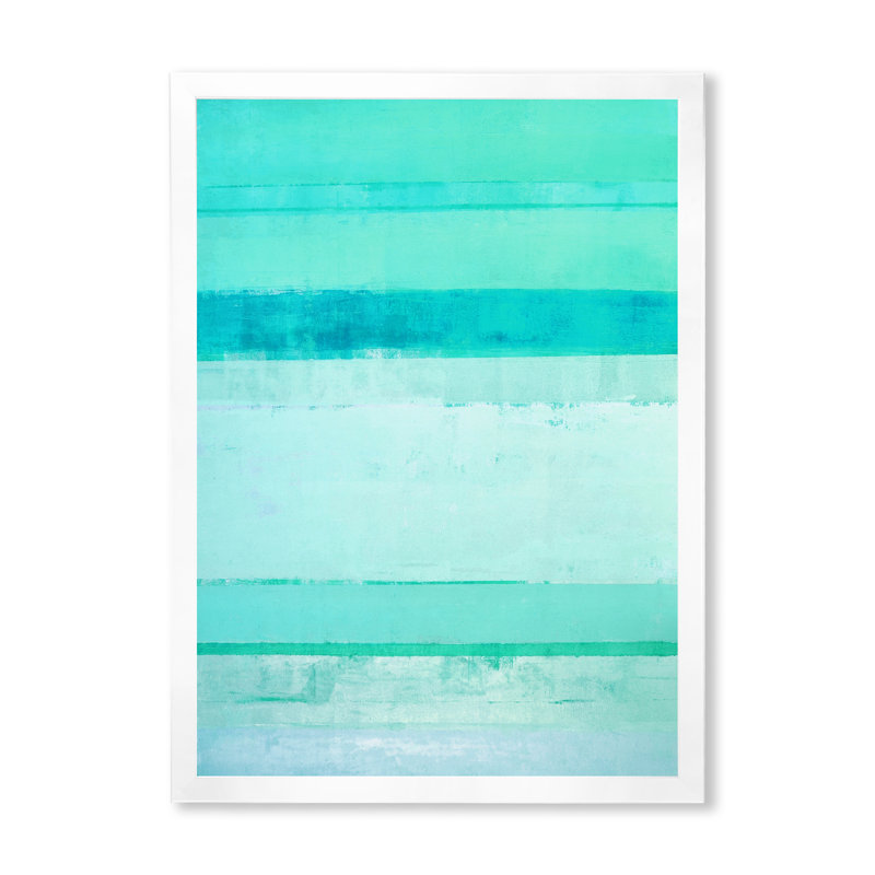 Colorfields in Shades of Turquoise II - Peinture sur toile, L 24 po x H 36 po, Cadre photo blanc