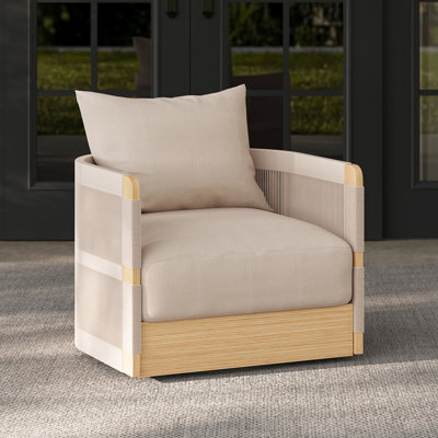 Fauteuil pivotant en aluminium et acacia Kielah