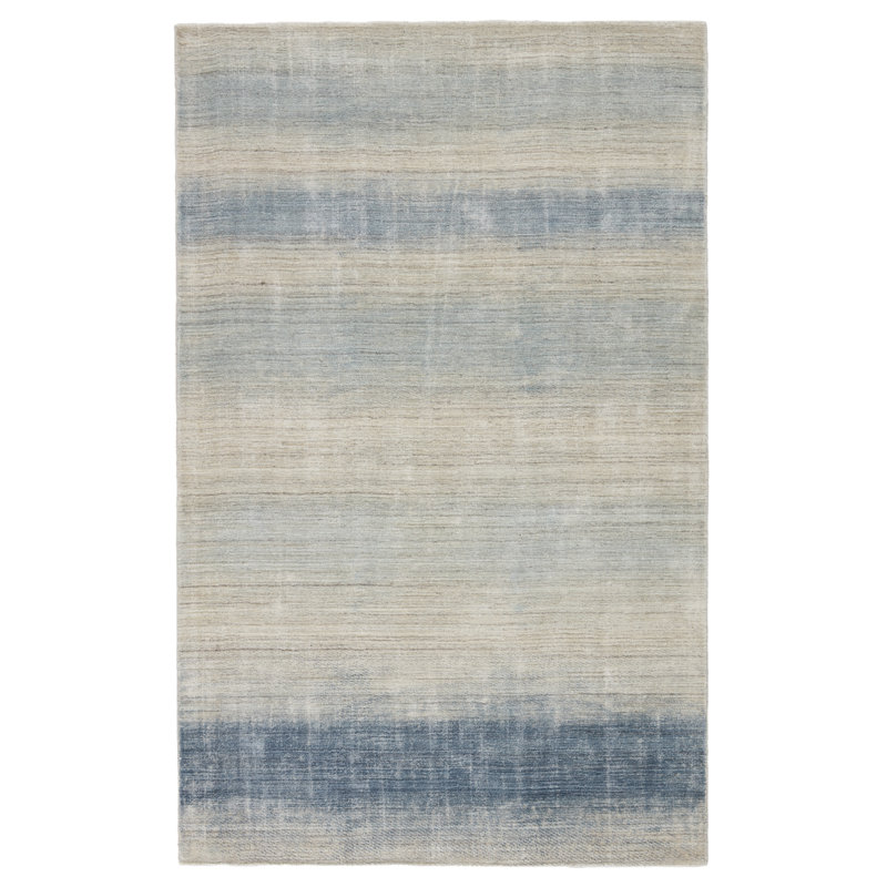 Handmade Blue Ombre Wool and Viscose Runner Rug 3' x 12'