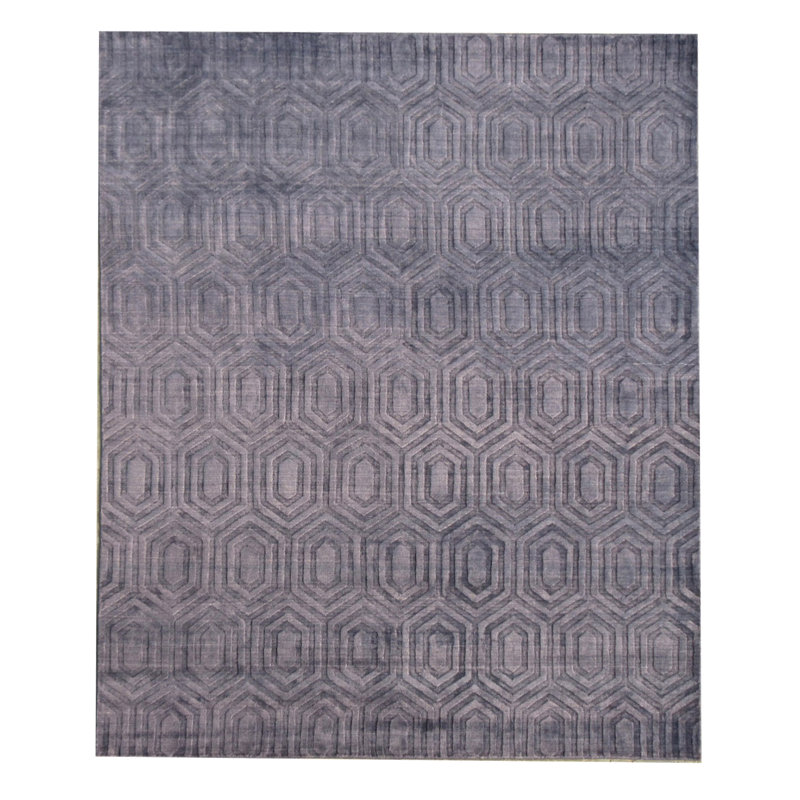 Tapis bleu clair en soie 7X9