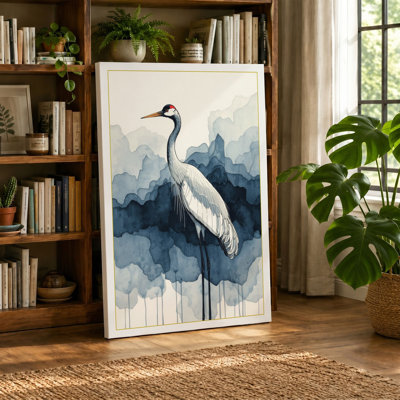 Serene Wading Bird Coastal - Wrapped Canvas