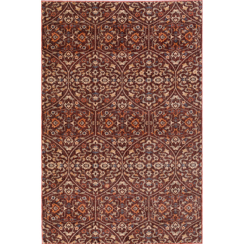 Tapis floral à poils longs bourgogne, Rectangle 8 pi x 10 pi