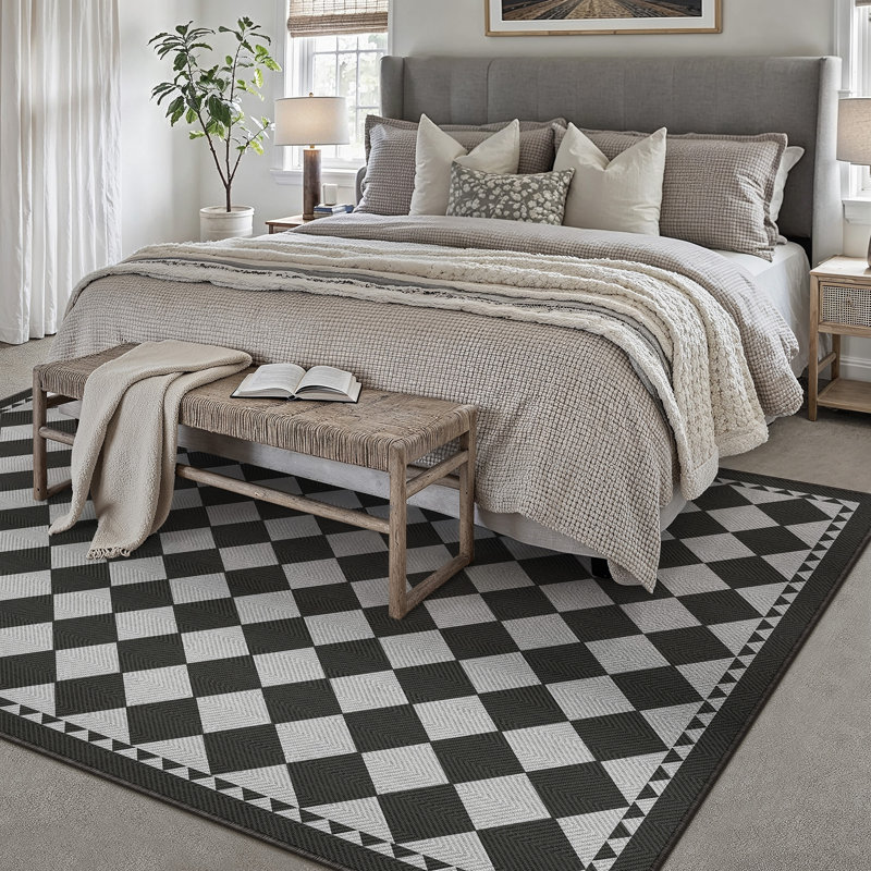  Tapis intérieur / extérieur Geovia, Black/Grey, Rectangle 6' x 9'