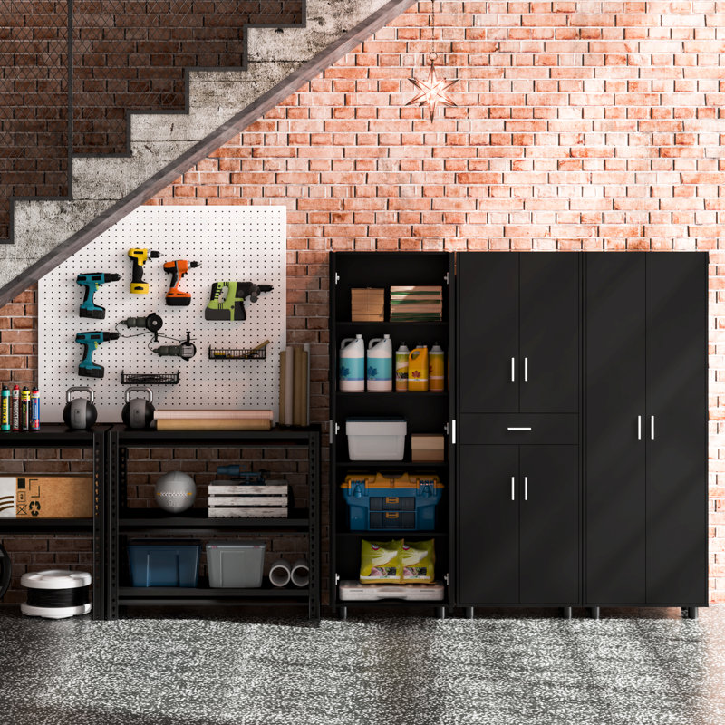 3-Piece Garage Storage Cabinet System Set, Black