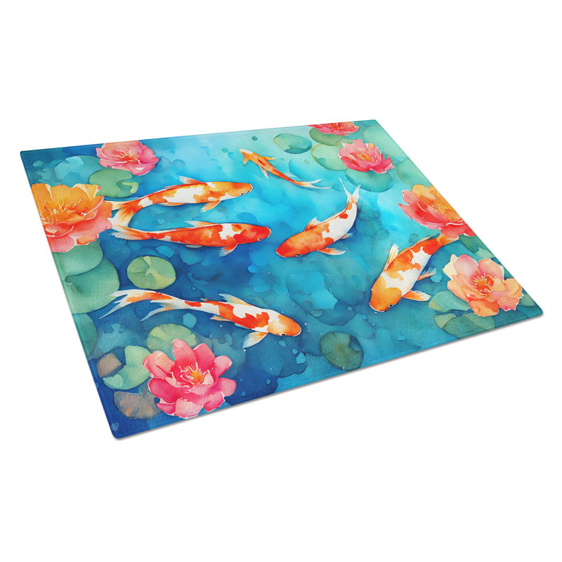 Koi Fish Glass Cutting Board Large