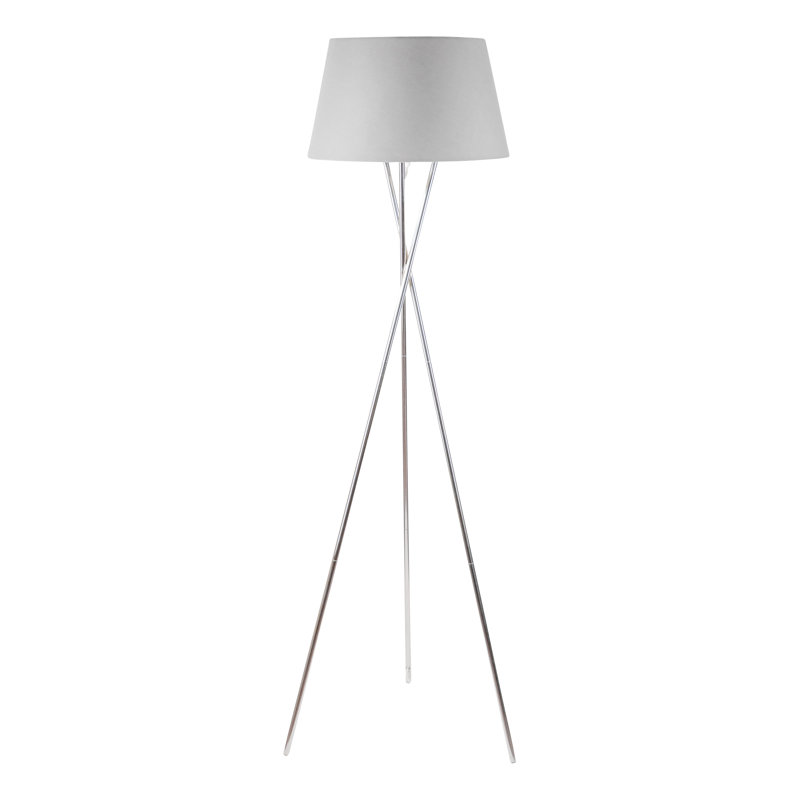 Dumas 154cm Tripod Floor Lamp, Grey, Chrome