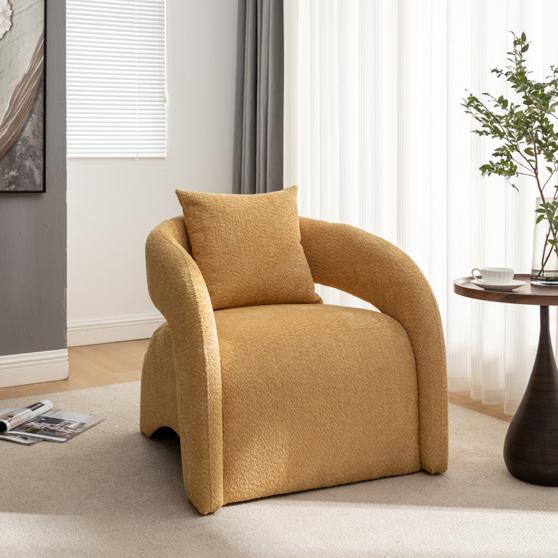 Hijinio Upholstered Armchair, Yellow Polyester Blend
