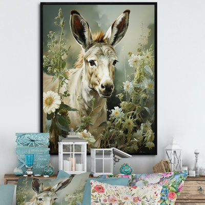 «Farmhouse Donkey In Field VI», art mural âne
