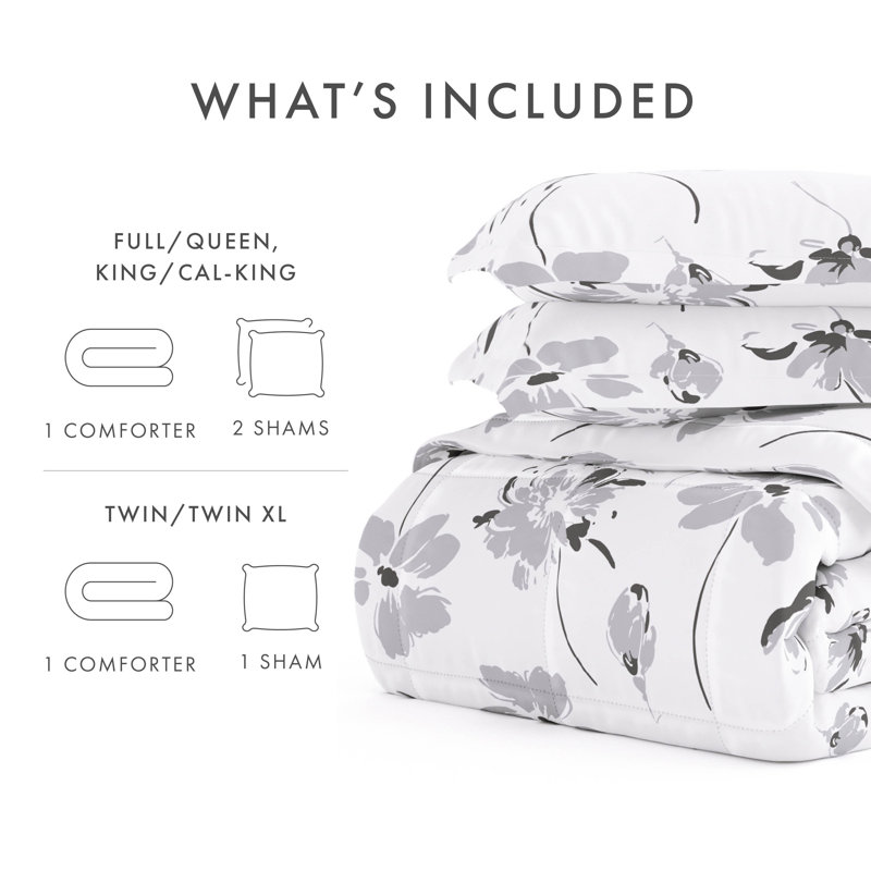 King Light Gray Microfiber Down Alternative Comforter Set