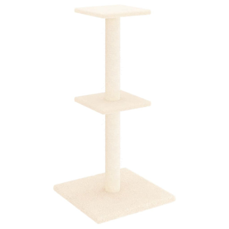vidaXL Cat Tree Engineered wood, plush, sisal 28.7 in tall, Cream