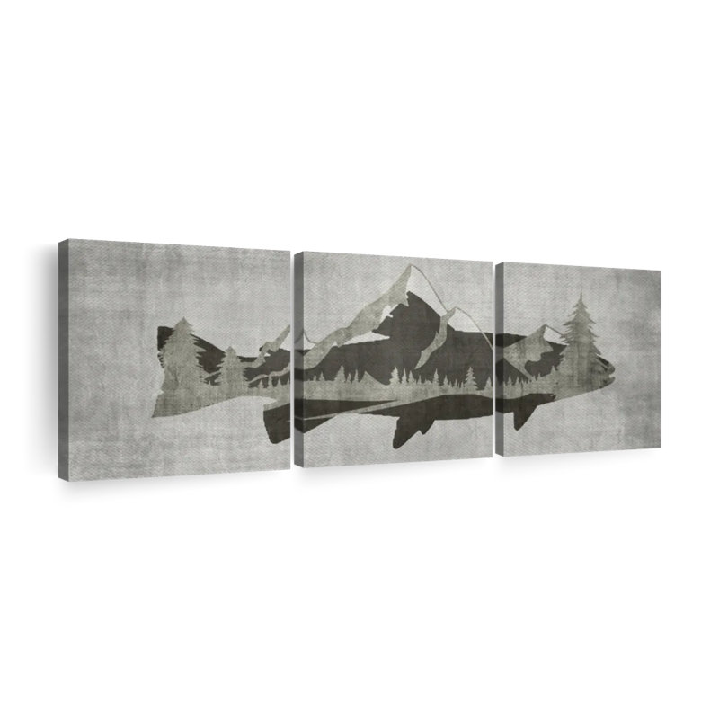 Ensemble de 3 pièces Mountain Trout I sur toile, H 8 po x l 26 po x P 1 po