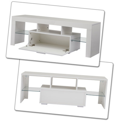 Jaamal modern design TV stand with a drawer and LED light belt, suitable for living room, bedroom