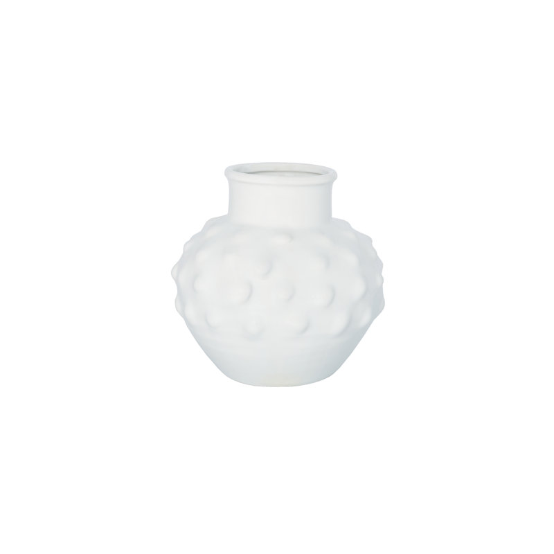 Vase rond en céramique Lg blanc brillant
