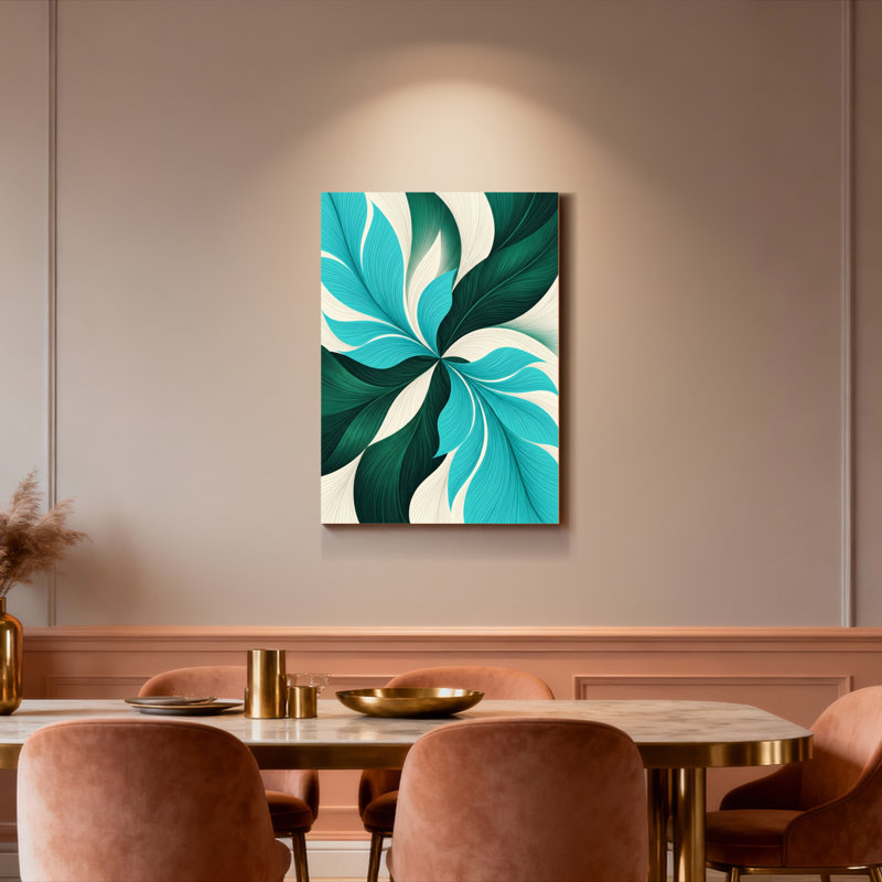 Ensemble de 1 tableau sur toile à motif abstrait de feuilles tropicales, H 24 po x l 16 po