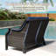 Ensemble de patio extérieur en osier pour 2 personnes avec causeuse, repose-pieds, table basse et coussin bleu-872229410