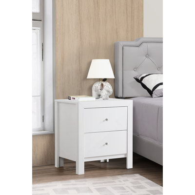 Table de chevet transitionnelle blanche élégante