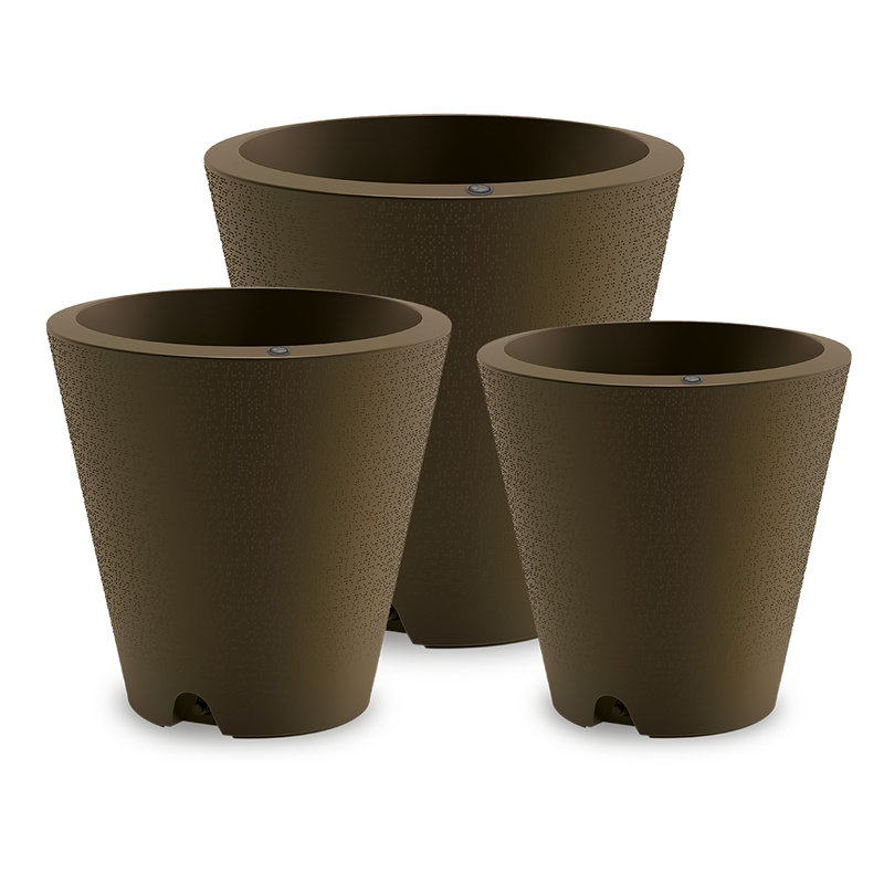 Self Watering Indoor/Outdoor Dot Planter, Old Bronze, 16" H x 16" W x 16" D