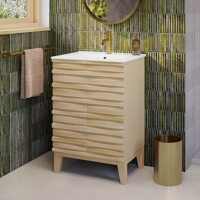 Meuble-lavabo Cascade, Brun clair