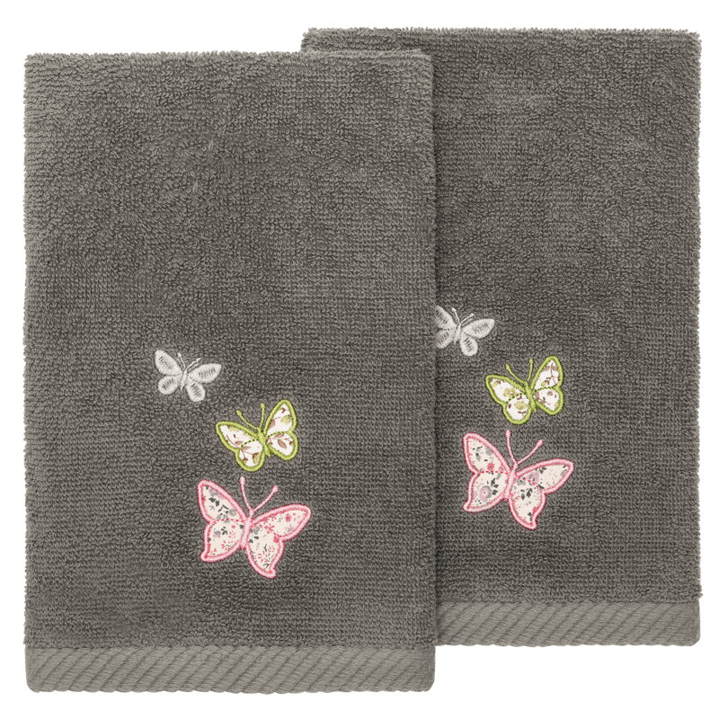  2 Piece Turkish Cotton Fingertip Towel Set, Charcoal