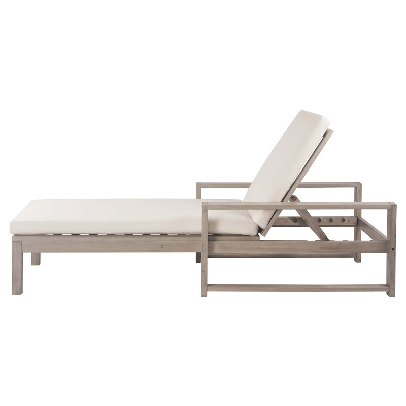 Chaise longue d'extérieur à 5 positions avec coussin, Gris
