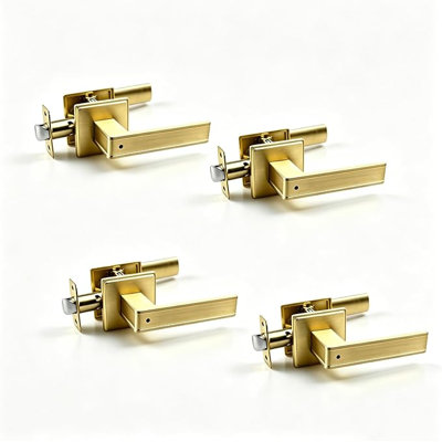 Poignées de porte Cielsa Dawn Gold avec verrouillage intégré, robustes, pour portes à ouverture à gauche et à droite, avec poignée de porte à bouton-poussoir sans clé (paquet de 2).